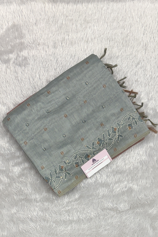 Madavi Kantha Linen Saree SWS639