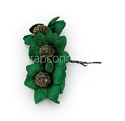 Emerald Green Flowers with Glitter Pine