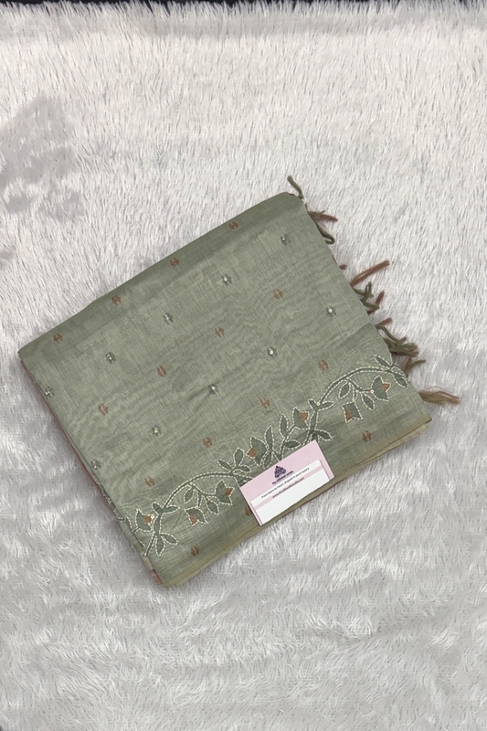 Madavi Kantha Linen Saree SWS639