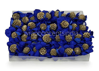 Egyptian Blue Flowers with Glitter Pine