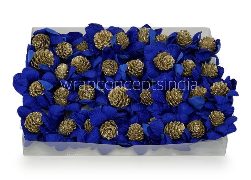 Egyptian Blue Flowers with Glitter Pine