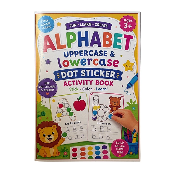Alphabet Dot Sticker Activity Book for Kids — A5 SIZE — 500+ Dot Stickers Included