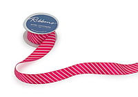 Diagonal Stripe Ribbon - Baby Pink & White