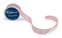 Diagonal Stripe Ribbon - Baby Pink & White