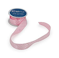 Diagonal Stripe Ribbon - Baby Pink & White