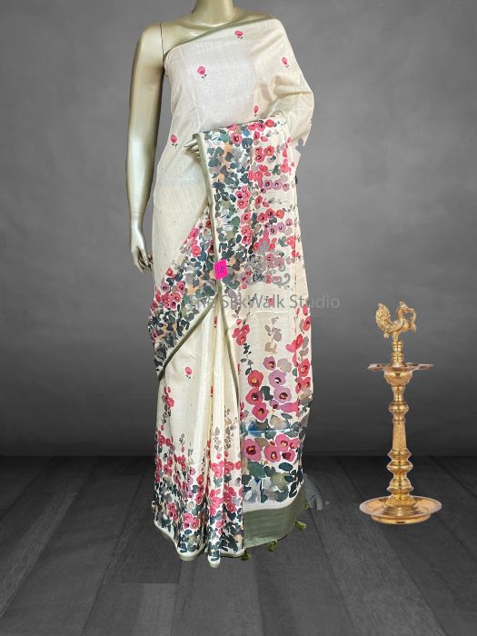 Apsara – Digital Floral Printed Semi Tussar Sarees SWS91