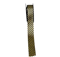 Zigzag Gold Foil Satin Ribbon - 25 mm