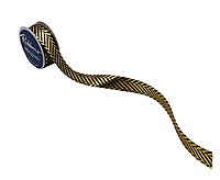 Zigzag Gold Foil Satin Ribbon - 25 mm