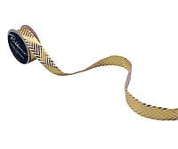 Zigzag Gold Foil Satin Ribbon - 25 mm