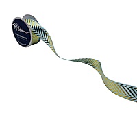 Zigzag Gold Foil Satin Ribbon - 25 mm