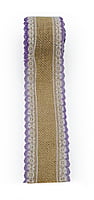 Burlap Ribbon with White & Lilac Lace