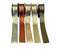 Zigzag Gold Foil Satin Ribbon - 25 mm