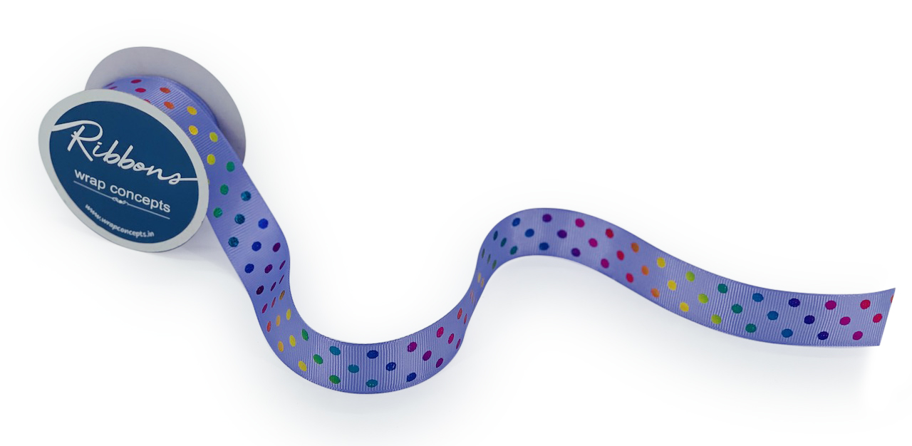 Rainbow Foil Polka Dot Ribbon