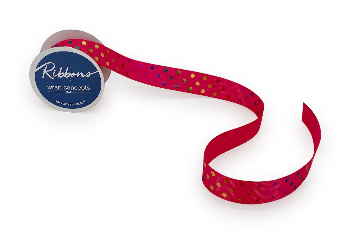 Rainbow Foil Polka Dot Ribbon