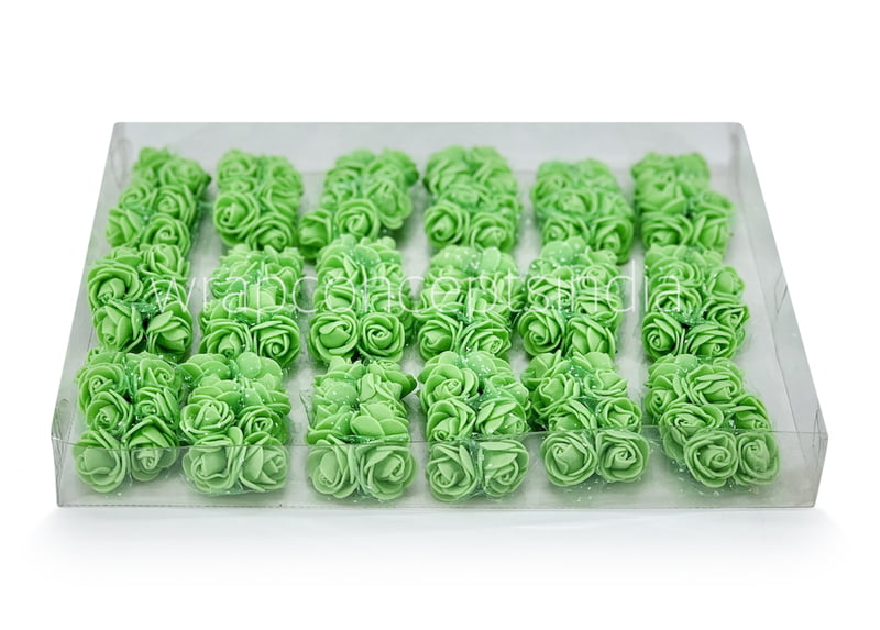 Green Foam Rose with Net on stick