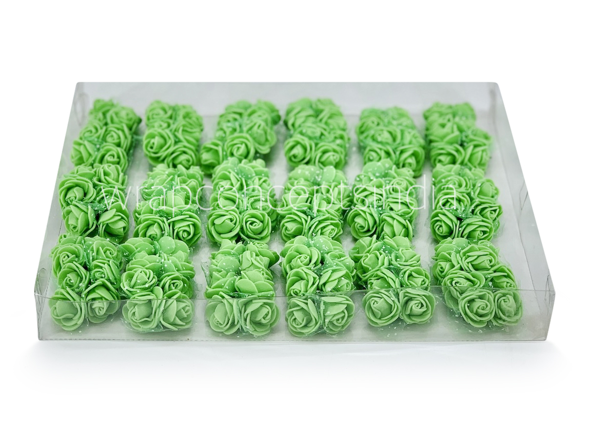 Green Foam Rose with Net on stick