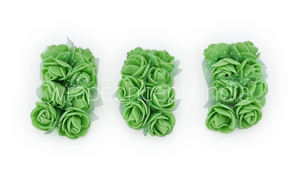 Green Foam Rose with Net on stick