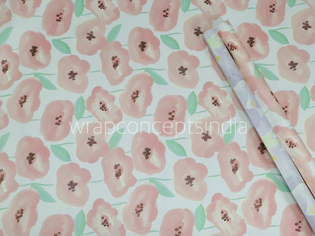 Floral Watercolor Gift Wrap Set – Lavender & Peach Blooms (Set of 2 Sheets)