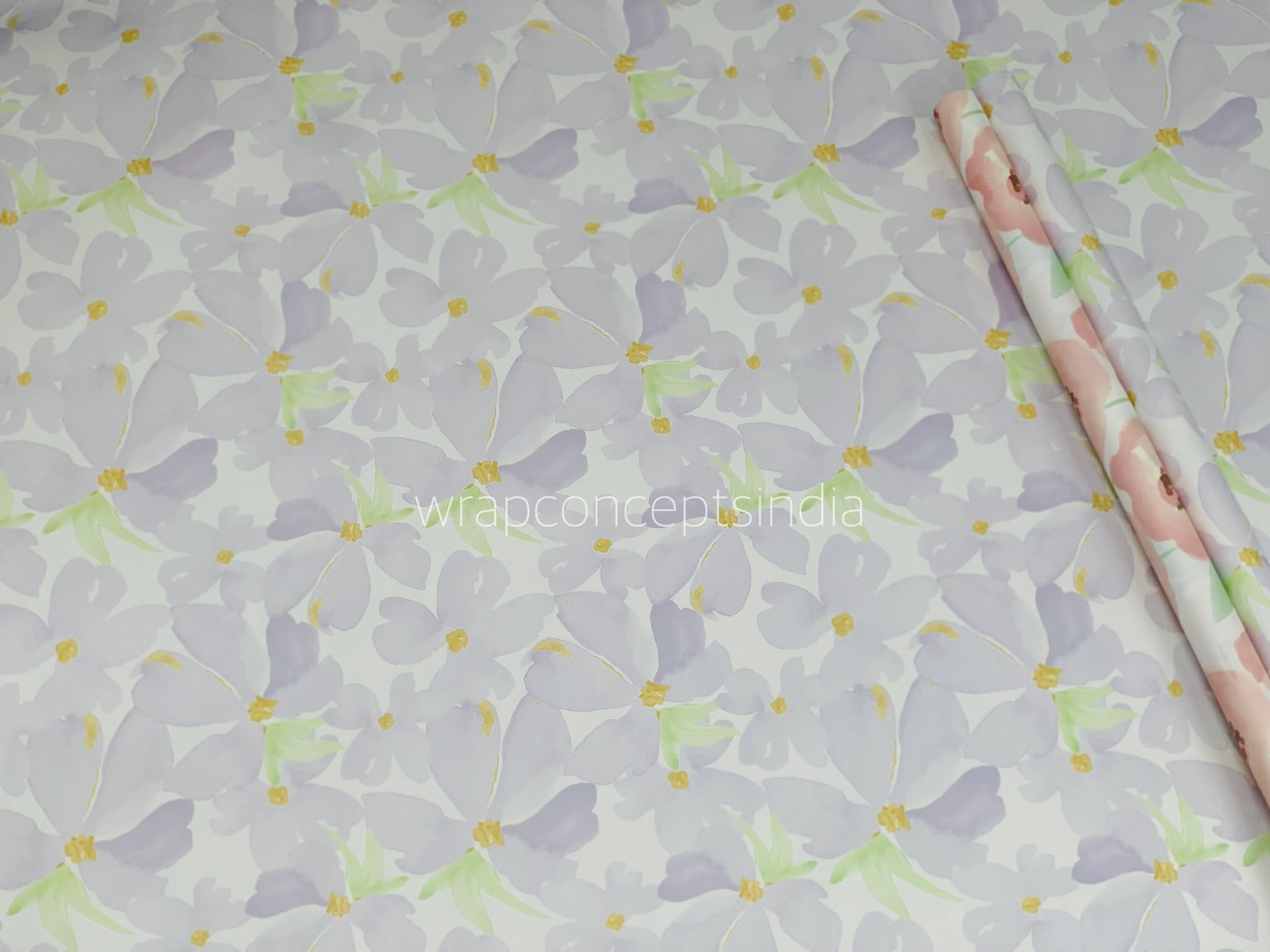 Floral Watercolor Gift Wrap Set – Lavender & Peach Blooms (Set of 2 Sheets)
