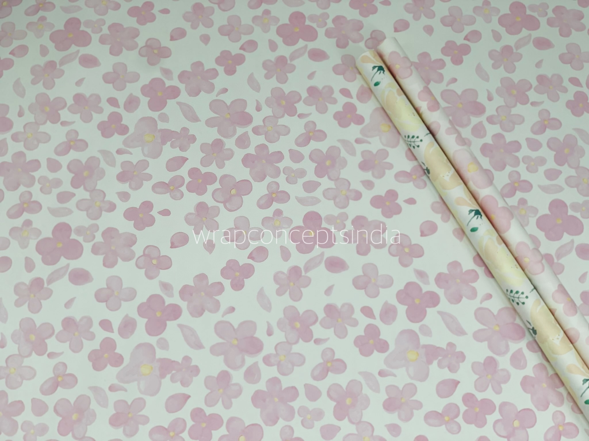 Citrus Bloom Gift Wrap Set – Lemon & Pink Blooms (Set of 2 Sheets)