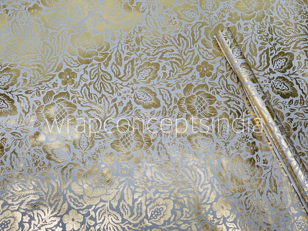 Golden Bloom on Pearl White Gift Wrap