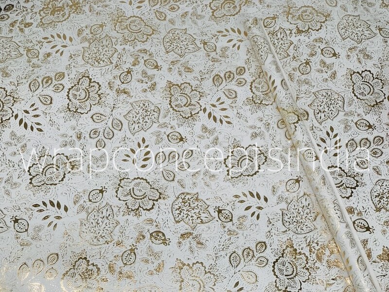 Regal Gold Floral on Ivory Gift Wrap