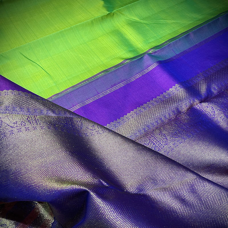 Fresh Green Kanchipuram with Pure Violet