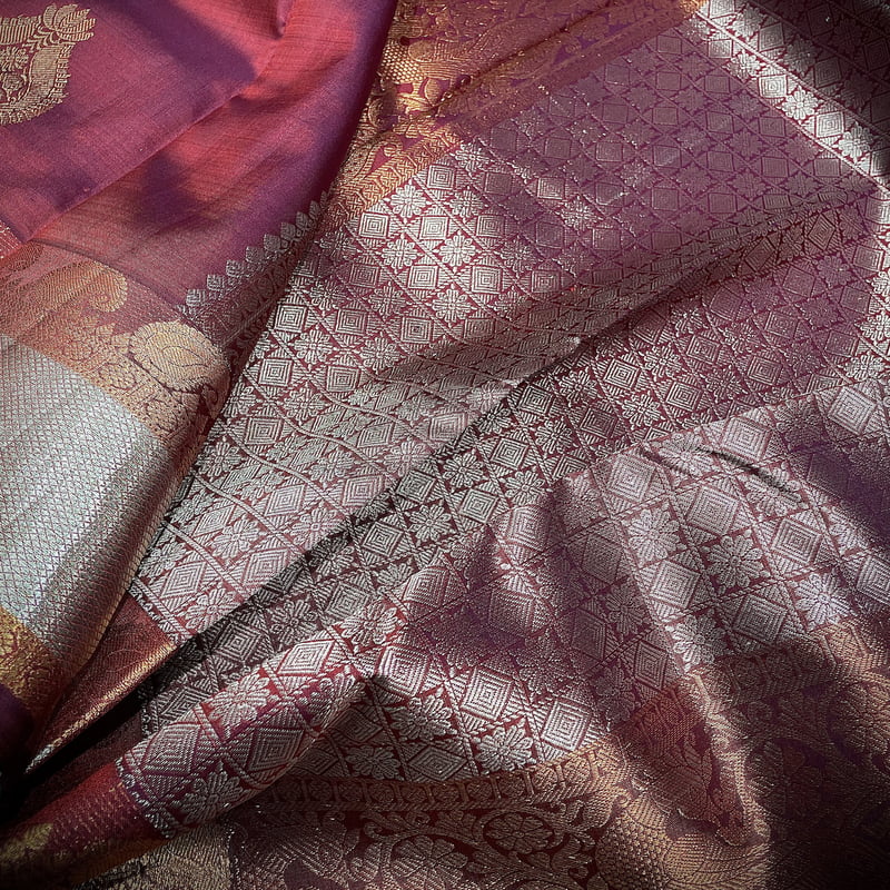 Madder Red Kanchipuram with Dual Zari Border