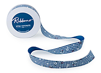 Delicate Flower Check Ribbon-Blue-2.5 cms-20 yards