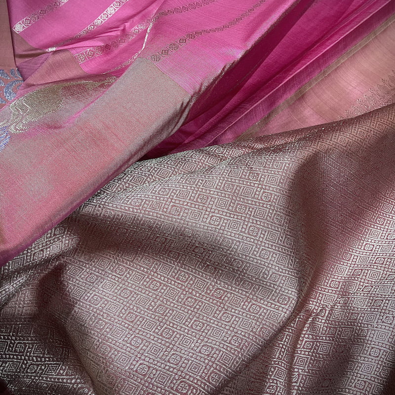 Scarlet Pink Kanchipuram with Pure Rouge