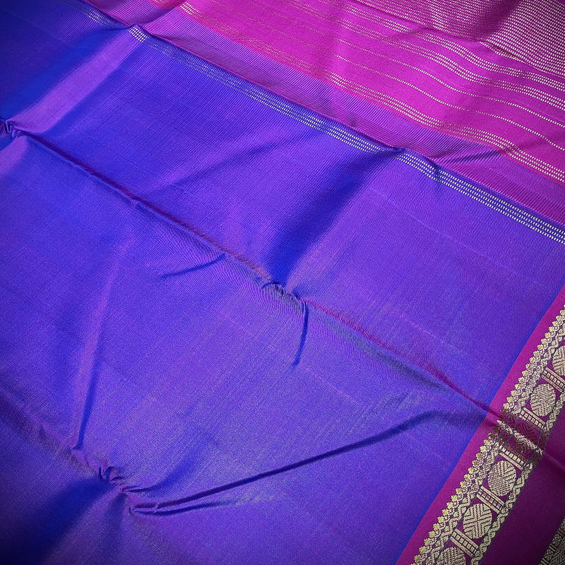 Impact Violet Kanchipuram with Scarlet Pink