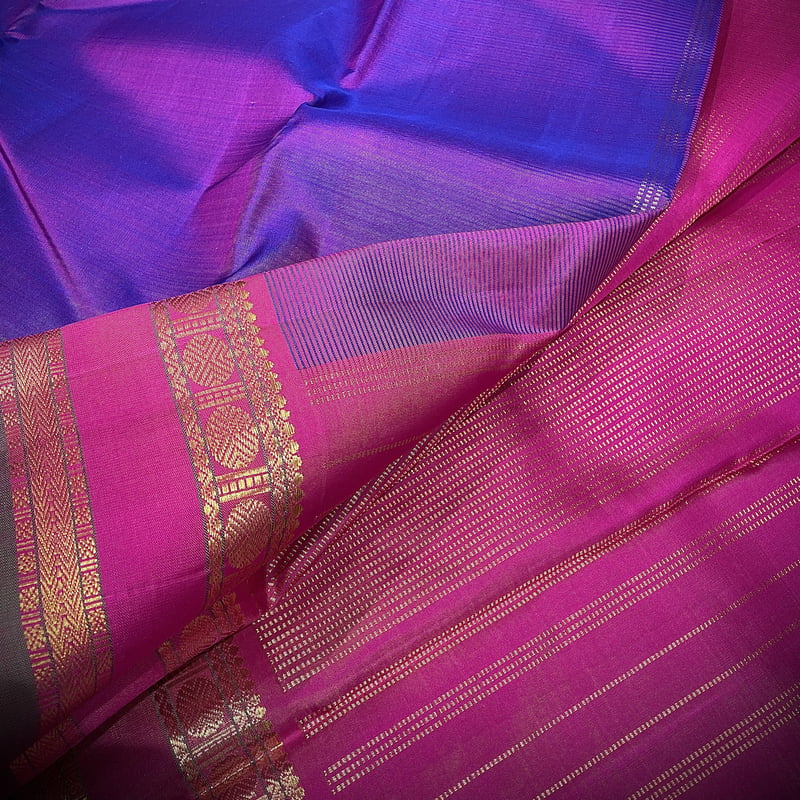 Impact Violet Kanchipuram with Scarlet Pink