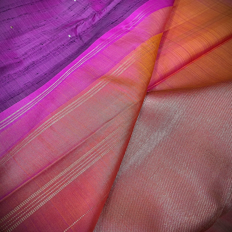 Berry Violet Kanchipuram with Meadow Orange