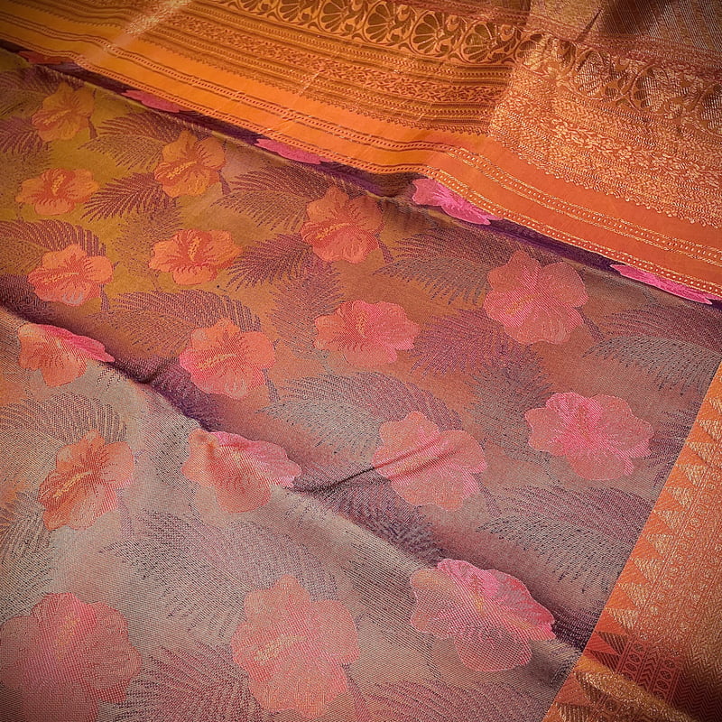 Rust Orange Kanchipuram with Sahara Orange