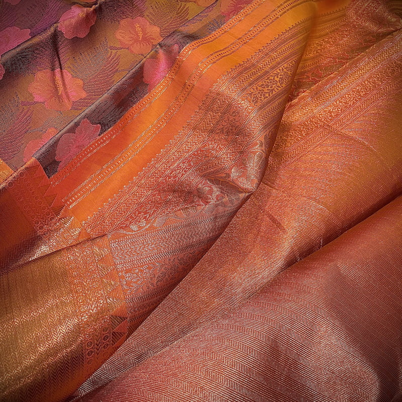 Rust Orange Kanchipuram with Sahara Orange