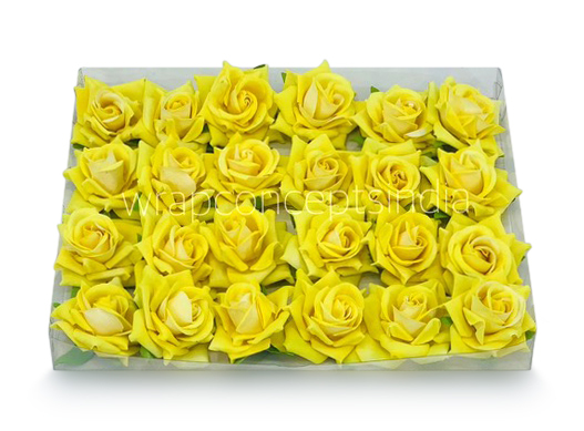 Rose With Leaves - Yellow