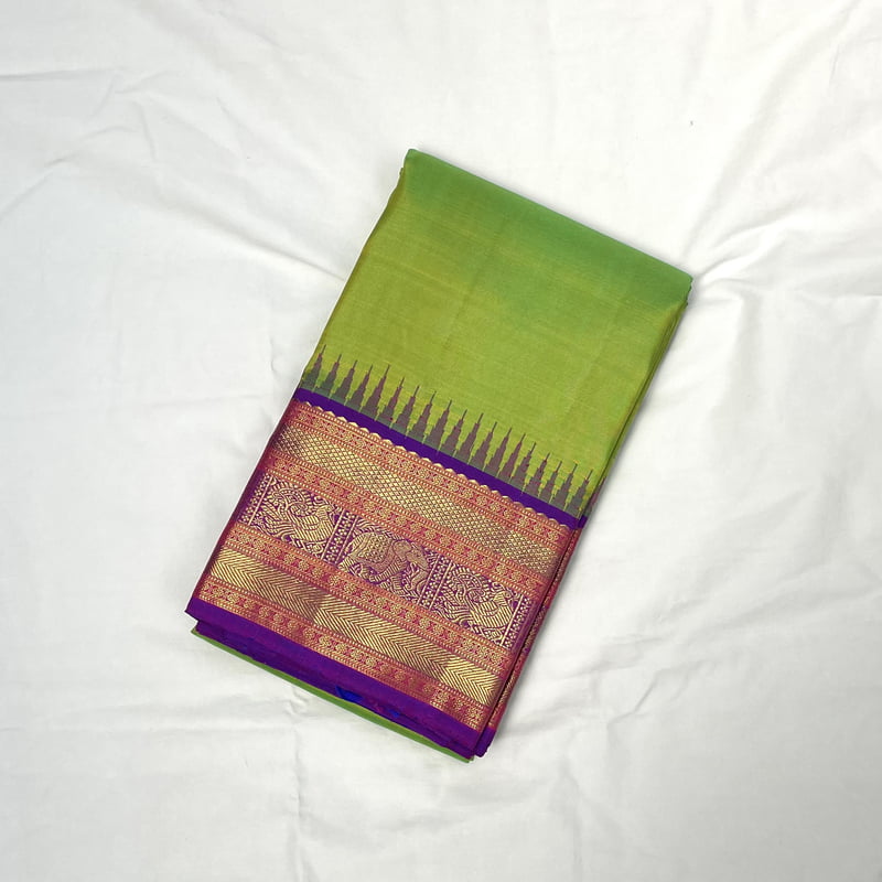 Fresh Green Kanchipuram with Pure Violet