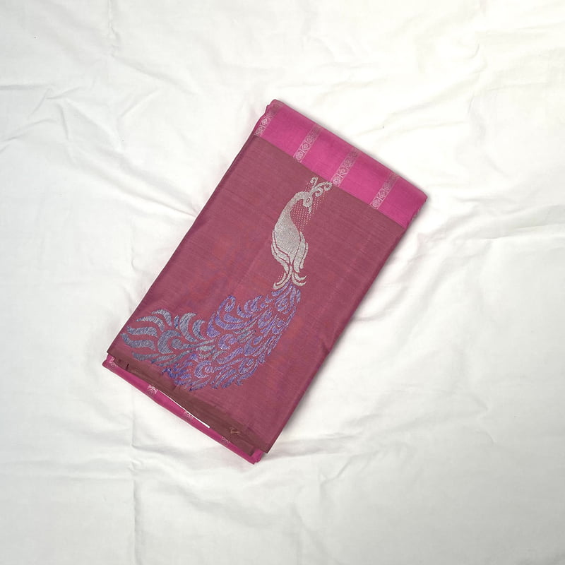 Scarlet Pink Kanchipuram with Pure Rouge