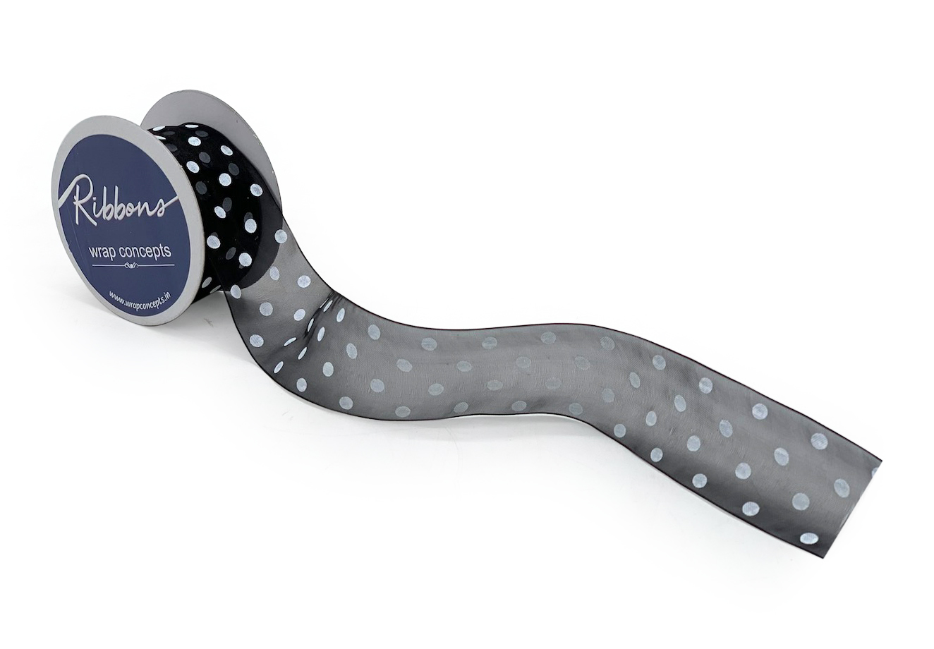 Organza Polka Ribbon - 4 cms