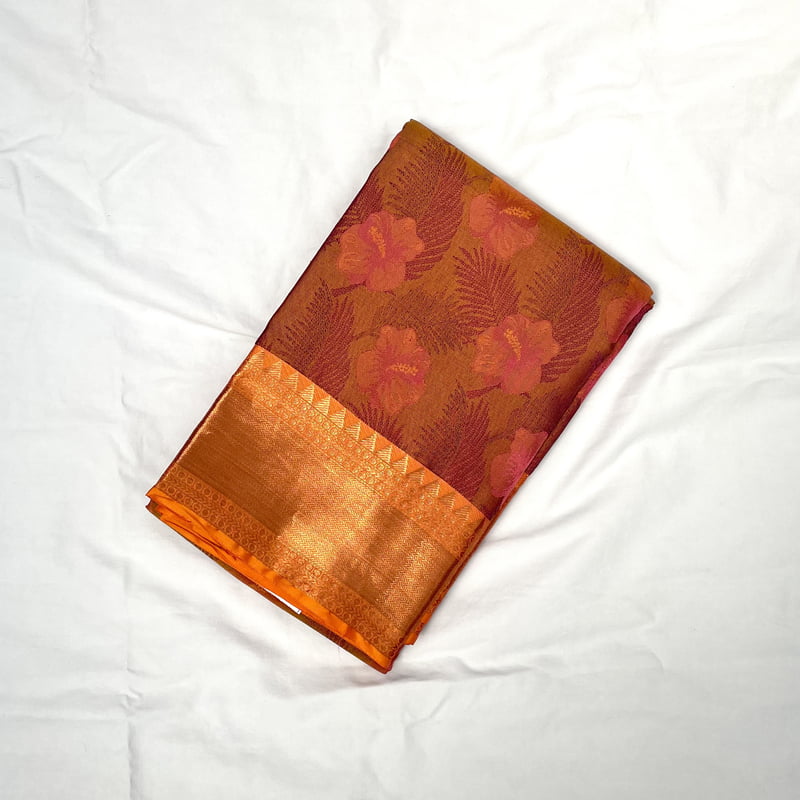 Rust Orange Kanchipuram with Sahara Orange