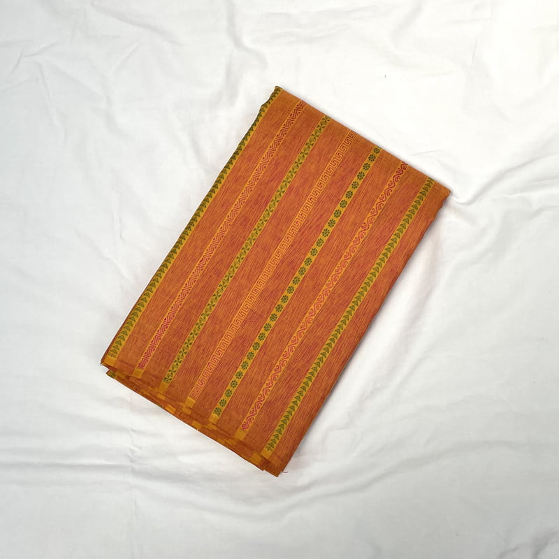 Tango Orange Kanchipuram with Scarlet Pink