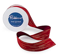 Deep Red Ribbon with Gold Pattern