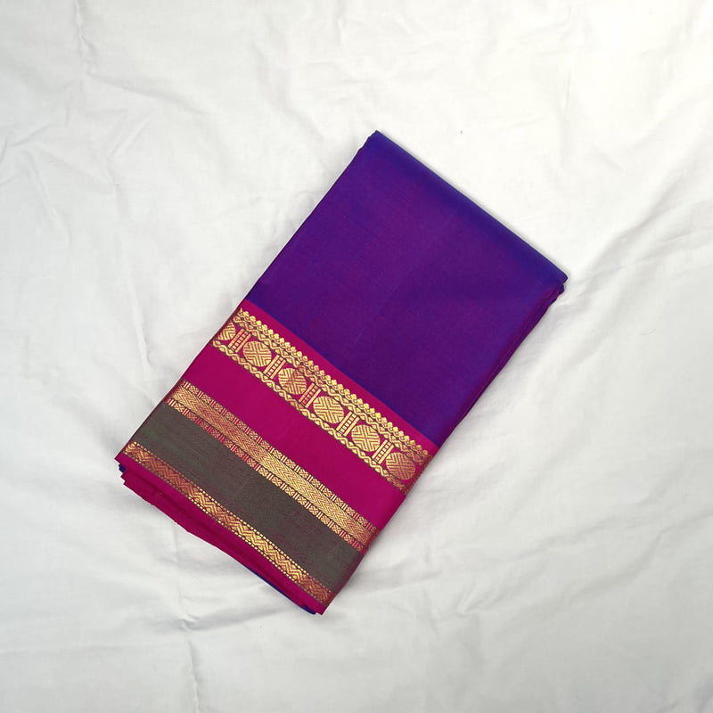Impact Violet Kanchipuram with Scarlet Pink