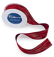 Deep Red Ribbon with Gold Pattern