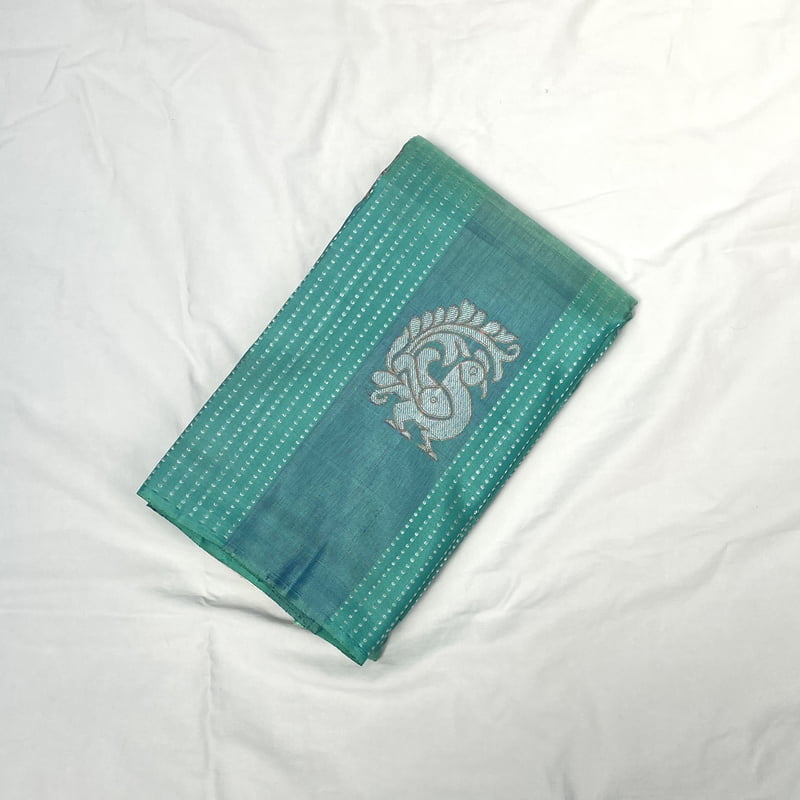 Deep Teal Kanchipuram with Meena Work Motifs