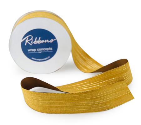 Mustard Yellow Ribbon with Gold Pattern