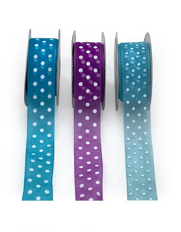 Organza Polka Ribbon - 2.5 cms