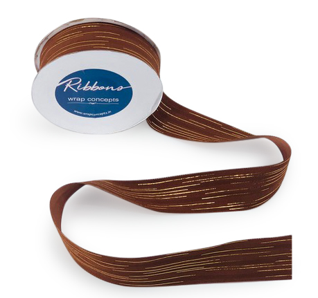 Cherry Wood Ribbon with Gold Pattern