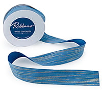 Cornflower Blue Ribbon with Gold Pattern