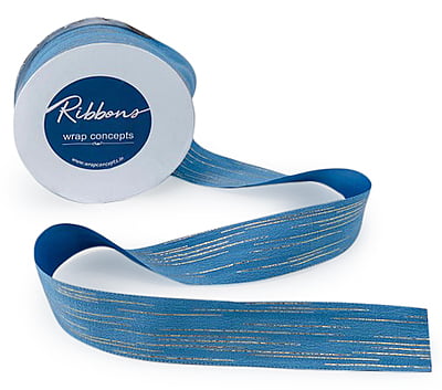 Cornflower Blue Ribbon with Gold Pattern